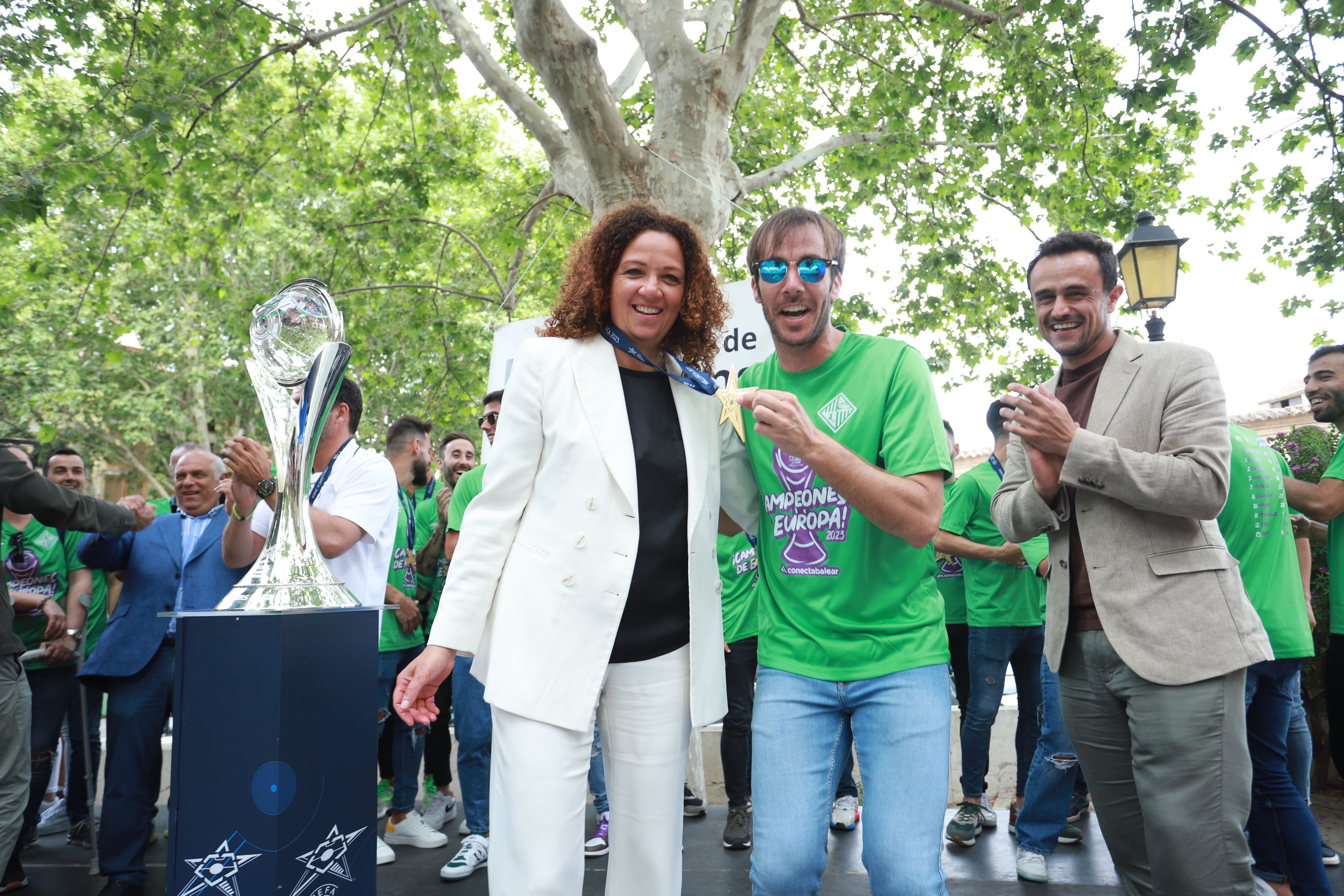 Celebración del título de la UEFA Futsal Champions League del Mallorca Palma Futsal.