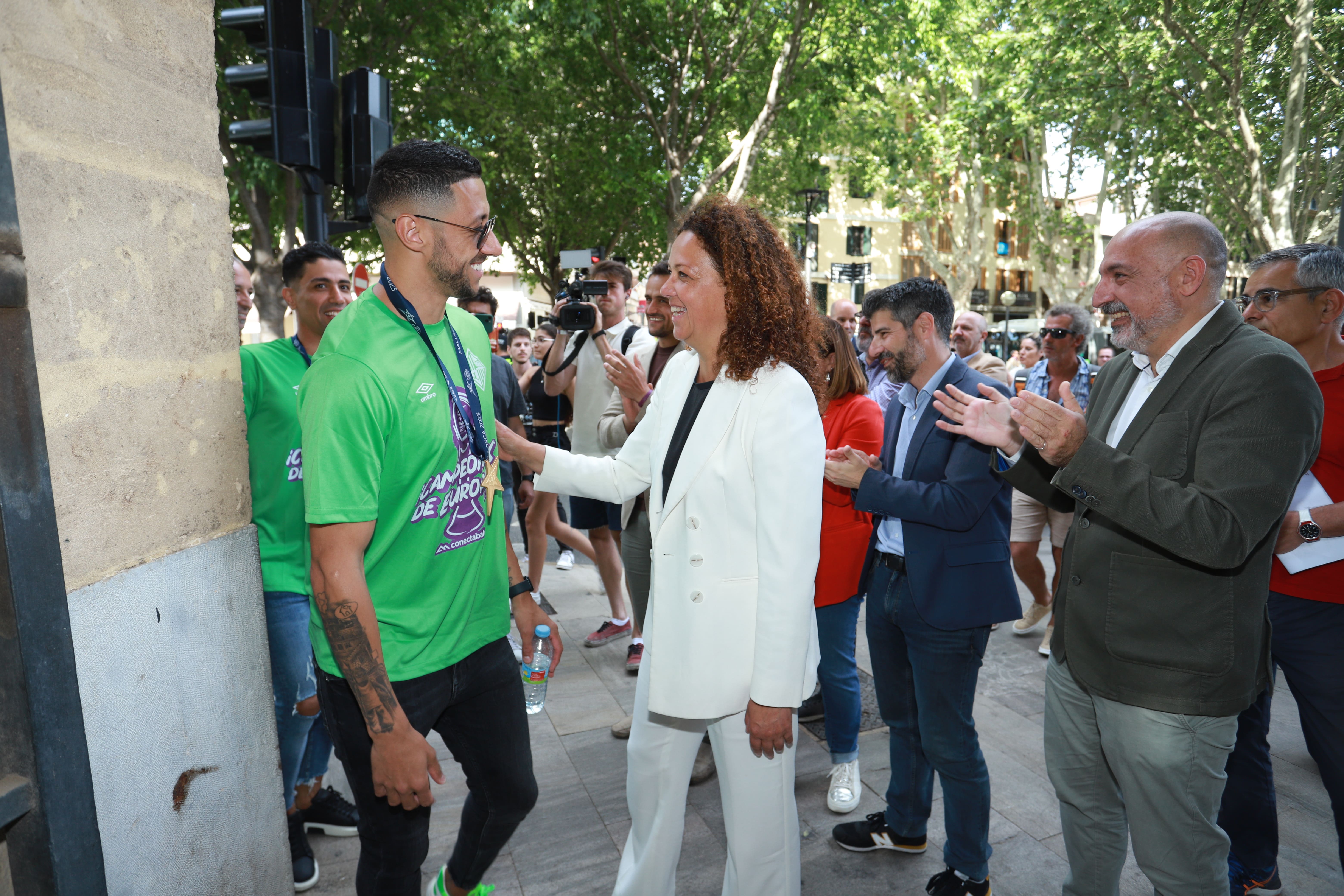 Celebració del títol de la UEFA Futsal Champions League del Mallorca Palma Futsal.