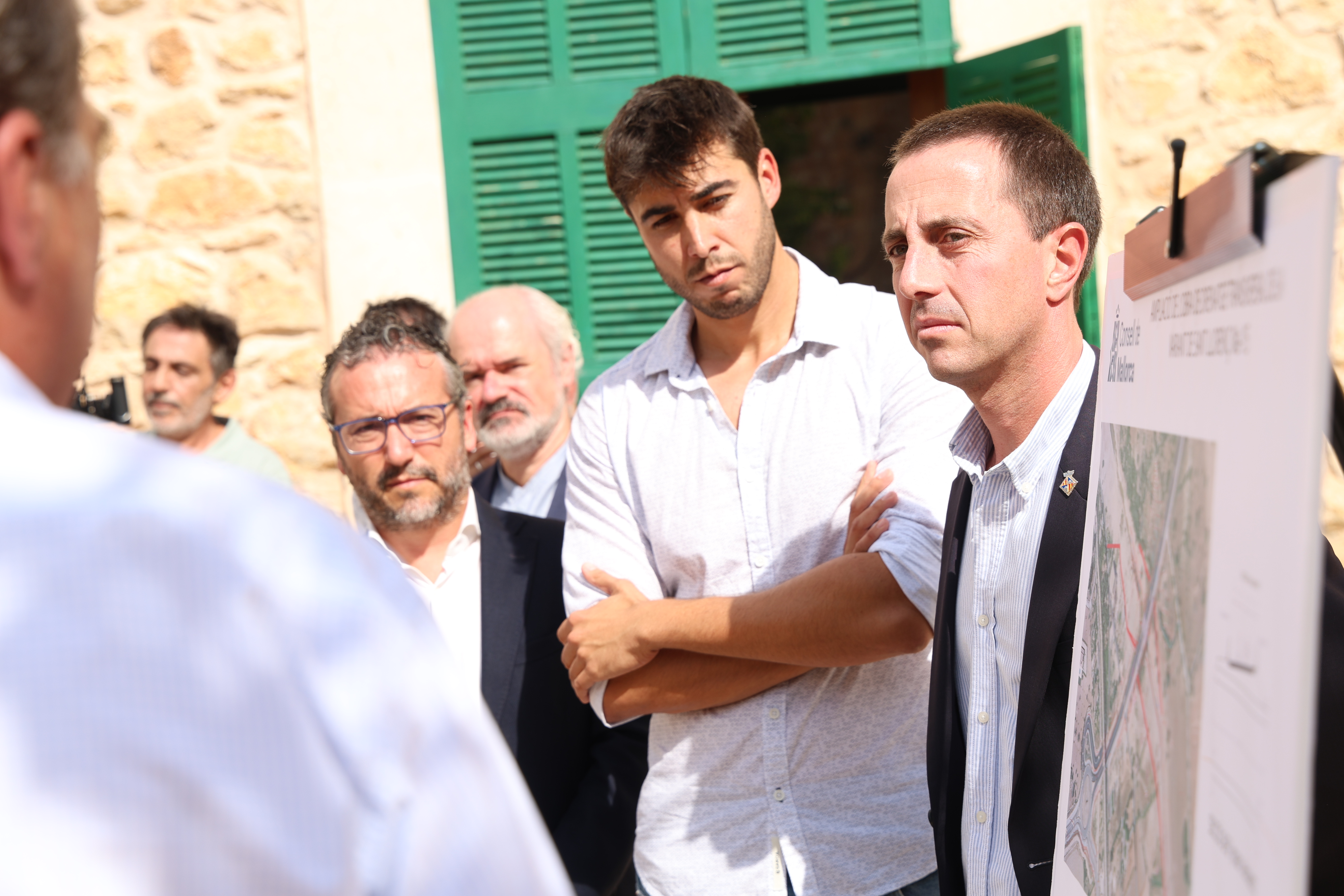 El president Llorenç Galmés, el conseller Fernando Rubio i el batle Jaume Soler a Sant Llorenç.