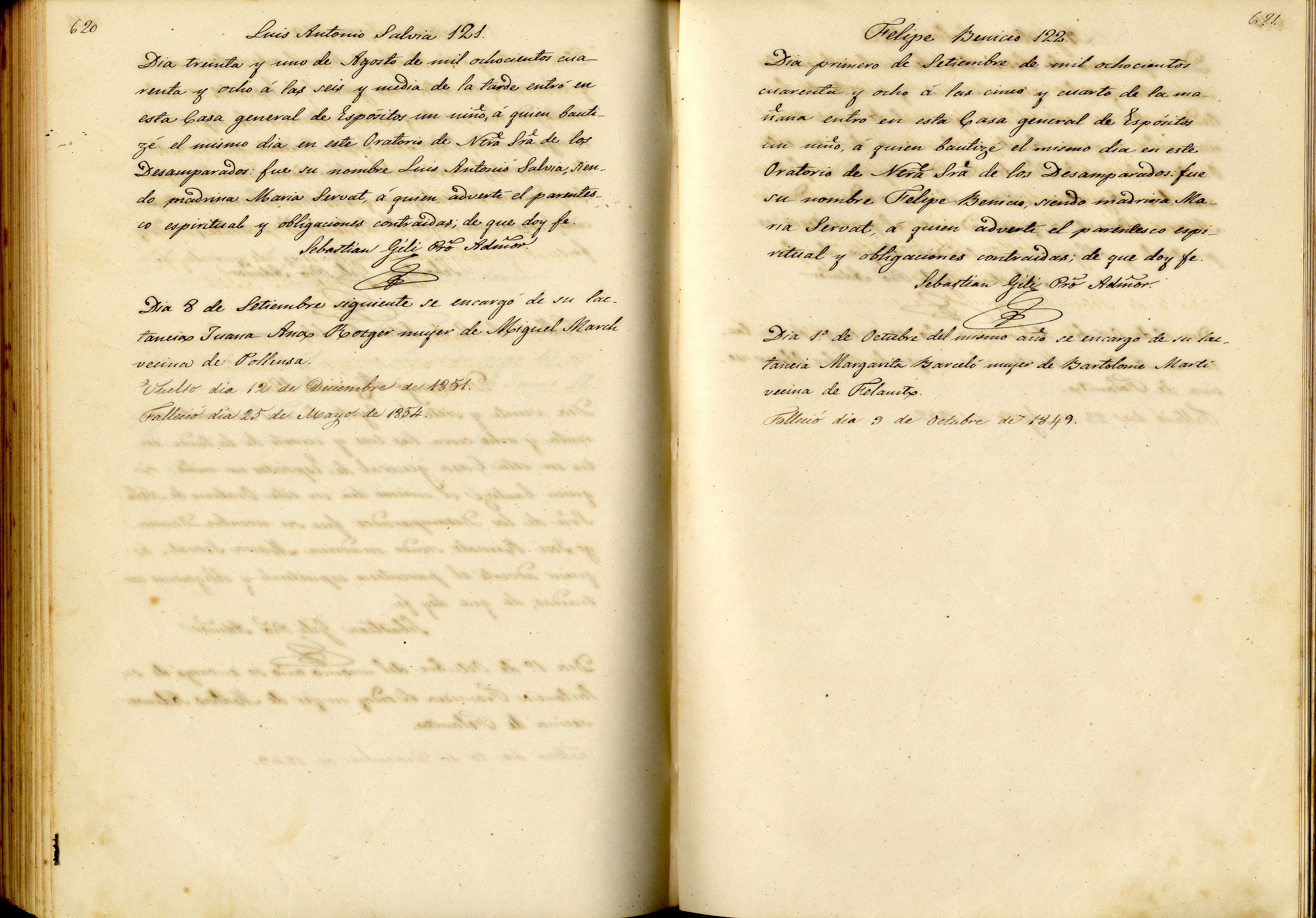 Casa General d’Expòsits: registres d’expòsits del llibre de 1844 a 1849 (AGCM II-451)