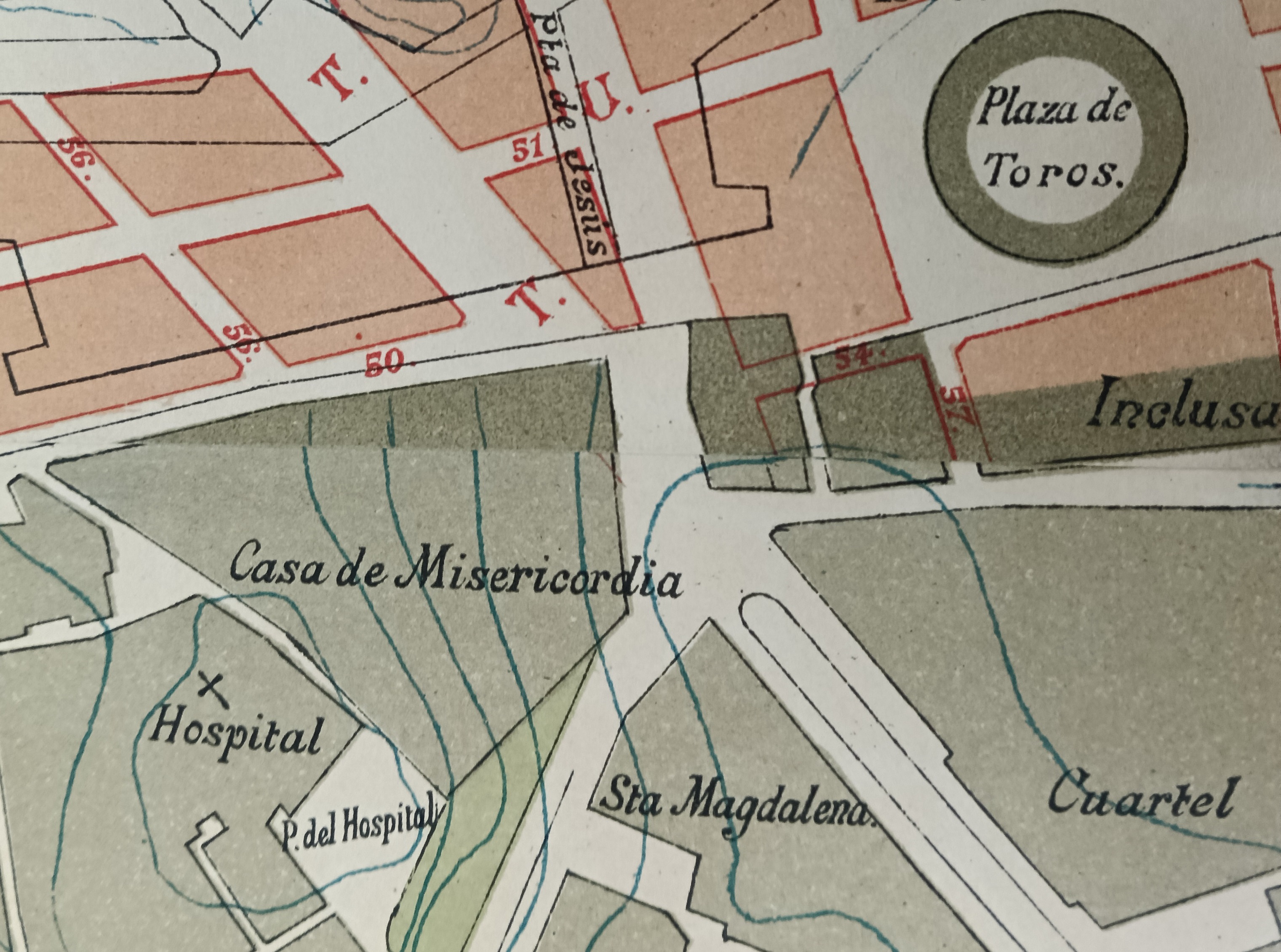 Detall del plànol de l’eixample de Palma, de Bernat Calvet, 1901 (AGCM PLA-443)